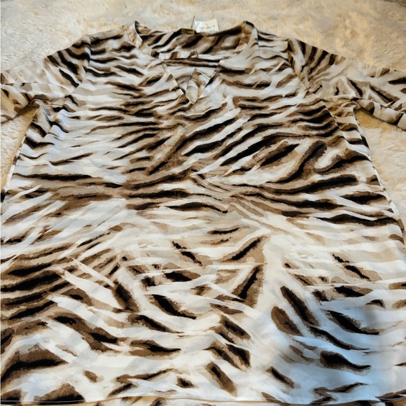 Tan and White Zebra Print Blouse - Picture 8 of 14
